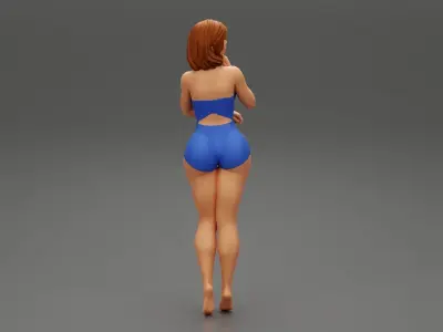Sexy thong one piece swimsuit 3D print model