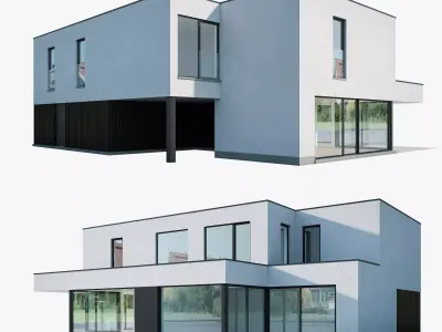 Modern House 01 White and black 3D model