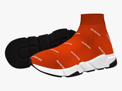 Balenciaga Speed Trainers Orange 3D model