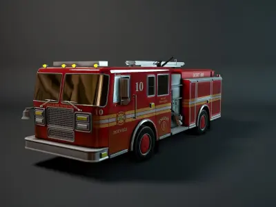 Firetruck Vehicle Low-poly 3D model