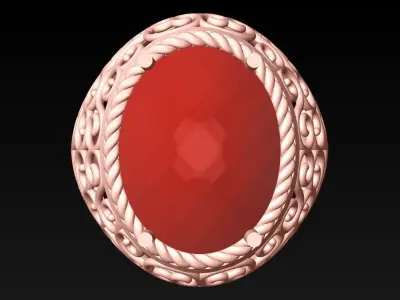 Oval Stone Ring - GN224 3D print model