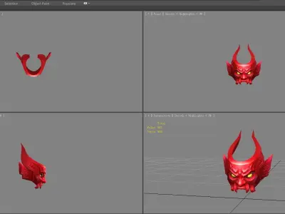 red mask - ninja Low-poly 3D model