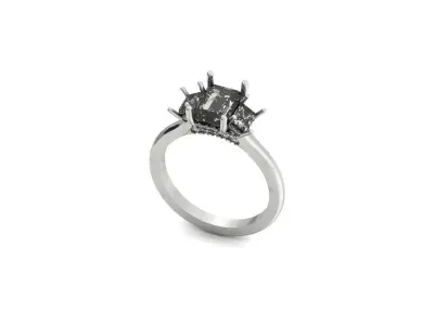 emerald engagement ring with diamonds 2774 3D print model