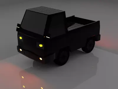 Truck with lights Low-poly 3D model
