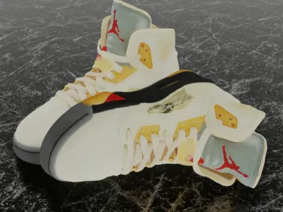 NIKE AIR JORDAN 5 RETRO X OFF WHITE FIRE RED 3D SHOES Low-poly 3D model