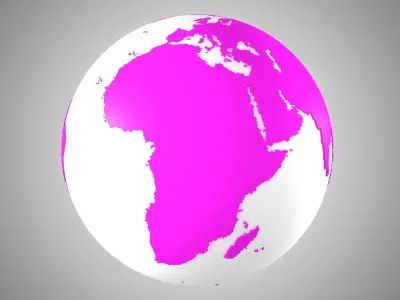 Solid Color Pink White Globe 3D model