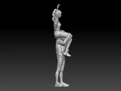 korean baseball cheerleader girl and boy  3D print model