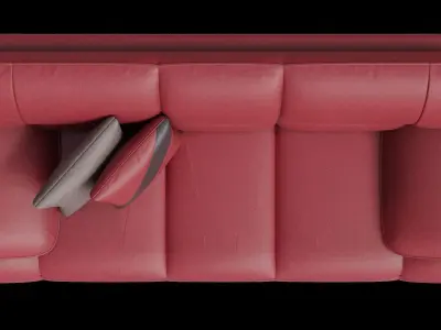 Red And Black Line Leather Sofa 3D model