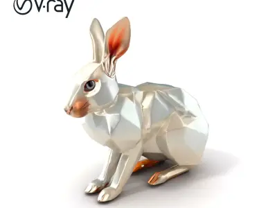 Geometric Polygonal Hare with Metallic Finish model pack Low-poly 3D model