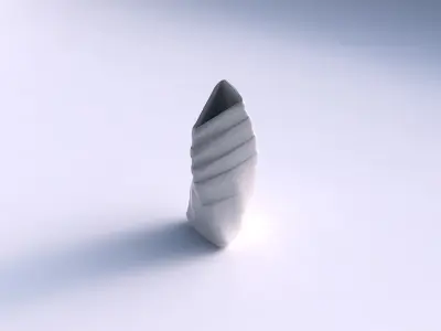 Vase twist tipped triangle with smooth horizontal ribbons  3D print model