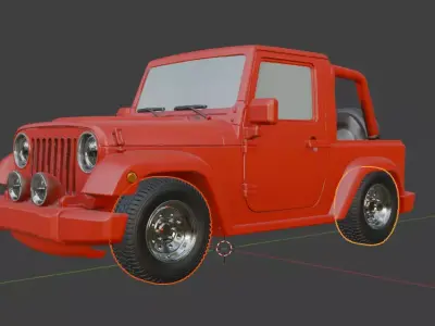 Jeep body and tyres are seperate 3D model