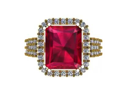 RED RUBY SQUARE SHAPE RING 3D PRINTABLE MODEL 3D print model