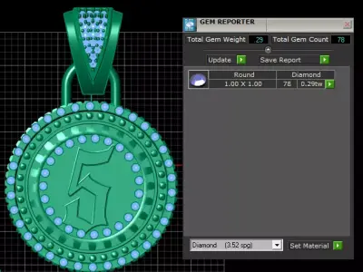 gold monogram pendant 3D printable model  3D print model