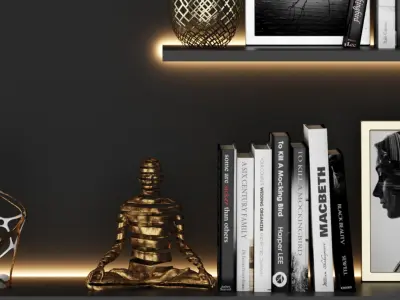 Combination Decoration Modern Bookcase 3D model