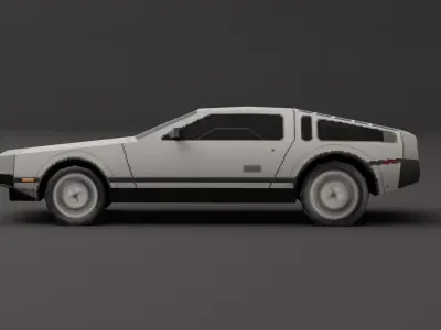 Delorean DMC 12 PS1 style Low-poly 3D model