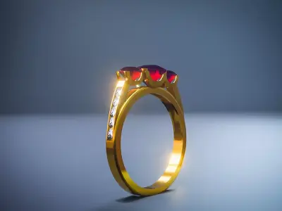 Solitaire Wedding Engagement Women Ring 3D 3D model