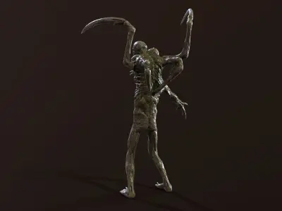Necromutant7 humanoid creature Low-poly 3D model
