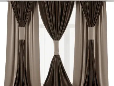 Curtains with Roman blinds Low-poly 3D model