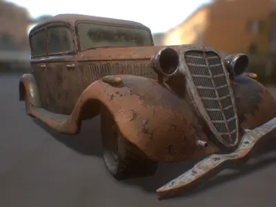 PBR Retro Car 01 Low-poly 3D model
