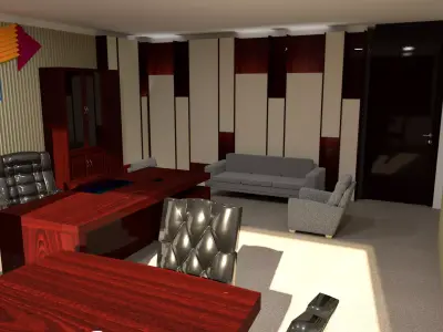 office with desk and chairs Free 3D model
