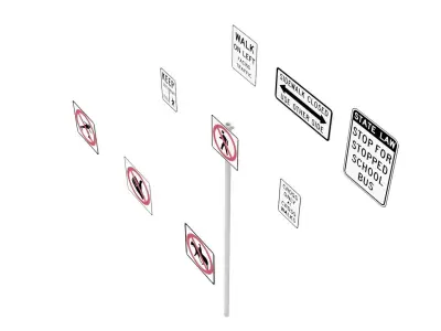 Road Sign US R9 Series Bicycles And Pedestrians 3D model