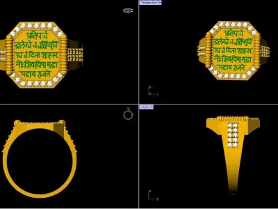 Diamond Rajmudra Ring - 0011 3D print model