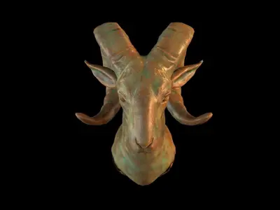 Goat Head Statue Low-poly 3D model