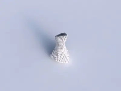 Vase puffy tappered triangle with bent extruded lines001 3D print model