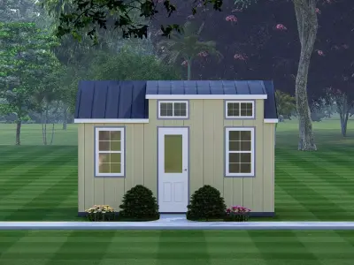 Barndominium Tiny House Exterior  Compact Barn Style Modern Home 3D model