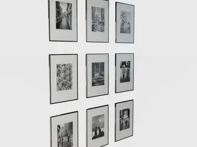 Black and white photographs of the city - Wall Art 3D model