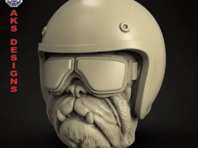 Bulldog biker version 2 flowerpot cum pencil box  3D print model