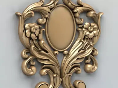 Carved decor vertical 002 3D model
