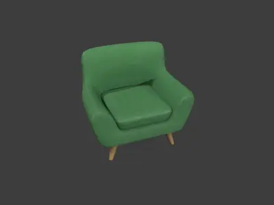 Green Armchair Low-poly 3D model