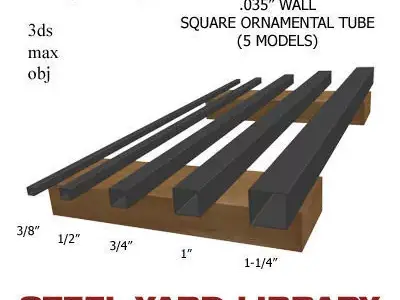 035in Wall Square Ornamental Tube 3D model