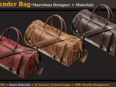 Weekender Bag-MD-Clo3d-3 Smart Material- Textures- OBJ-FBX 3D model