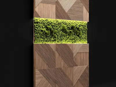 Wooden panels and stabilized moss 3D model