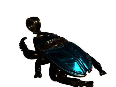 Egyptian Scarab Beetle Gold Pendant Low-poly 3D model