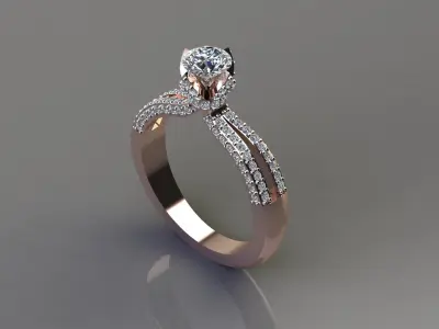 Ladies Engagement Solitaire Diamond Ring 3D Model 3D print model