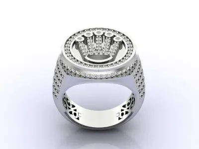 Print Ready STL 3DM  Gents Rings Diamond Men Ring  3D print model 23