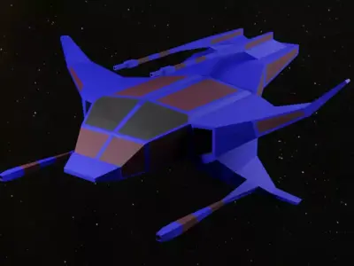 Space Fighter fantasy Low-poly 3D model Free low-poly 3D model