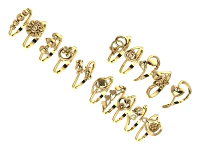 Ring Set - 15 ring set - Printable Model 3D print model