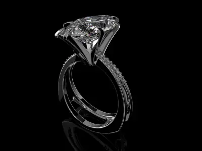 3D model Solitaire Marquise Cut EL Ring-PV 3D print model