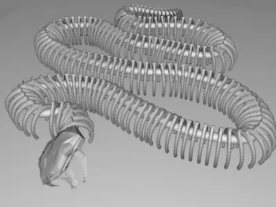 Giant Snake Skeleton  Low-poly 3D model