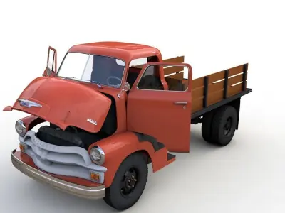 CHEVY 6400 COE FLATBED TRUCK 1954 3D model