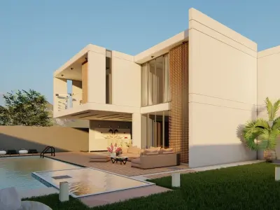 modern villa 3D model 3