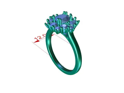 ZDR0011 sapphire and diamond ring 3D print model
