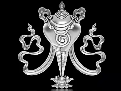 Buddhist Conch Shell Relief 3D print model