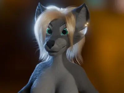 Yumi Anthro Fox Low-poly 3D model