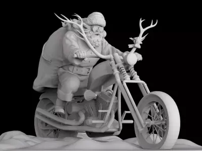 The badass Biker Santa Claus 3D model 3D print model