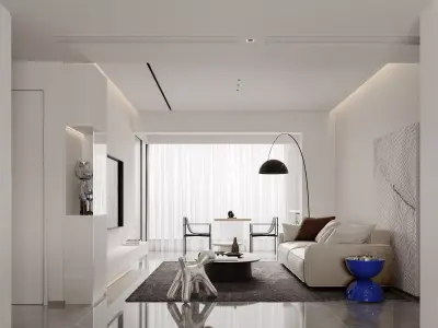 Modern living room dining room interior scenes  422 3D model
